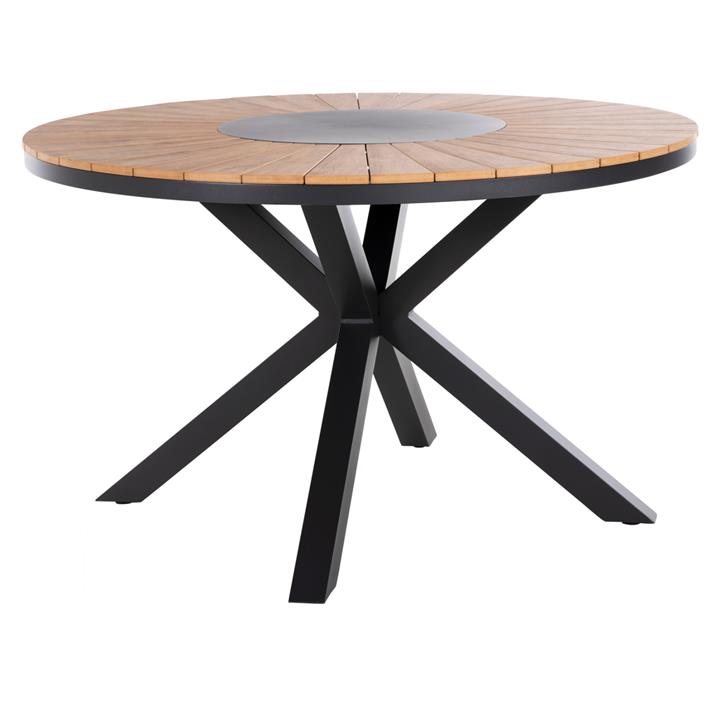 OUTDOOR ROUND TABLE MORIL HM6041.01 ALUMINUM IN ANTHRACITE-POLYWOOD IN NATURAL WOOD Φ120cm.