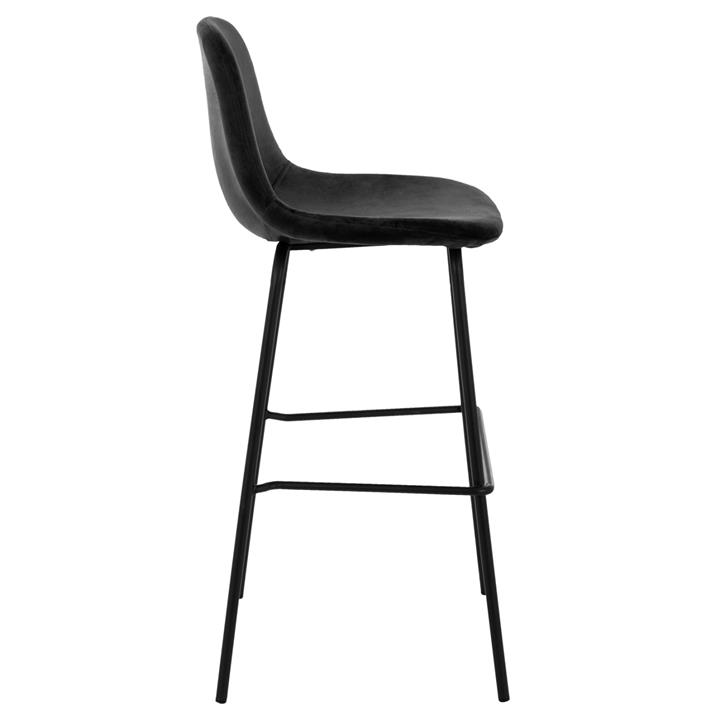 STOOL VINCENT HM8579.14, VELVET BLACK, METAL FRAME 56,5x47x106 cm.