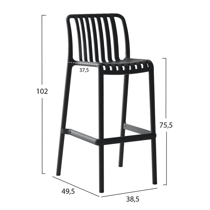 BAR STOOL POLYPROPYLENE CONVEE HM6098.02 BLACK 38,5x49,5x102Hcm.