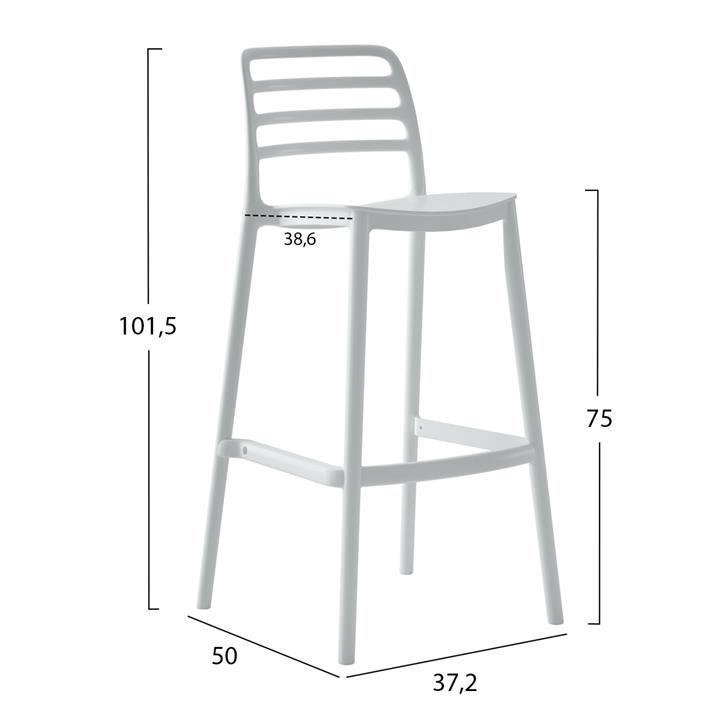 BAR STOOL POLYPROPYLENE SNOD HM6099.01 WHITE 37,2x50x101,5Hcm.