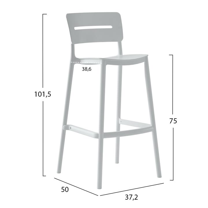 BAR STOOL POLYPROPYLENE SNOD2 HM6100.01 WHITE 37,2x50x101,5Hcm.