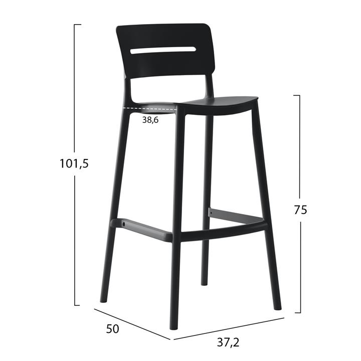 BAR STOOL POLYPROPYLENE SNOD2 HM6100.02 BLACK 37,2x50x101,5Hcm.