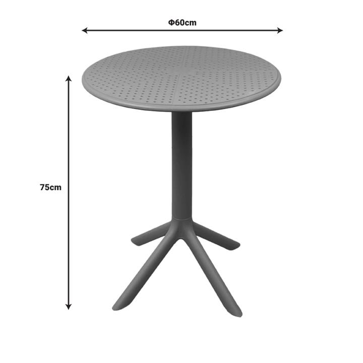 Merkon pakoworld pp table in anthracite shade D60x75cm