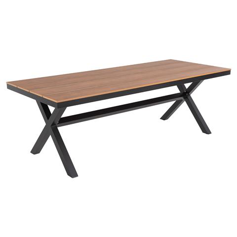 ALUMINUM RECTANGULAR TABLE TAWNEE HM6039.01 ANTHRACITE-POLYWOOD IN NATURAL WOOD 219,5x89,5x73cm.