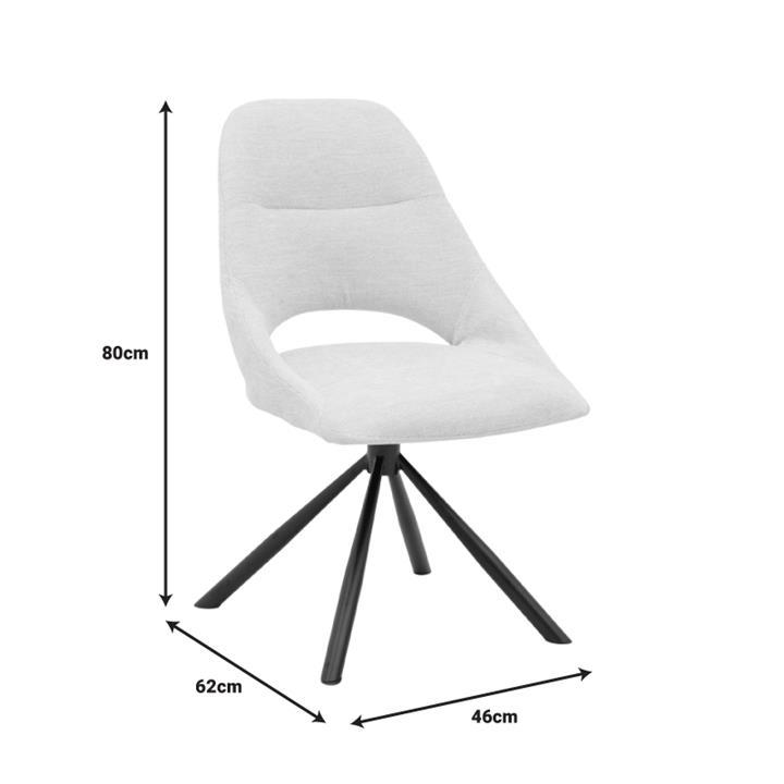Chair Luciano pakoworld cream fabric and black metal leg 52x58x86cm