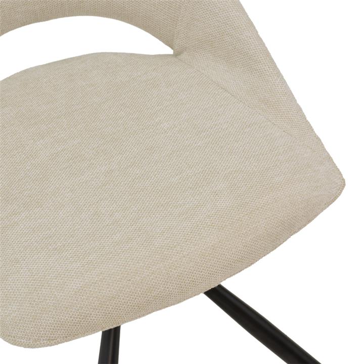 Chair Luciano pakoworld cream fabric and black metal leg 52x58x86cm