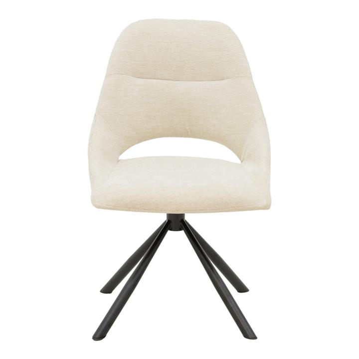 Chair Luciano pakoworld cream fabric and black metal leg 52x58x86cm