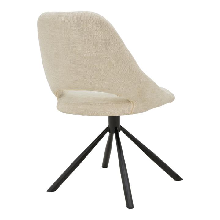 Chair Luciano pakoworld cream fabric and black metal leg 52x58x86cm