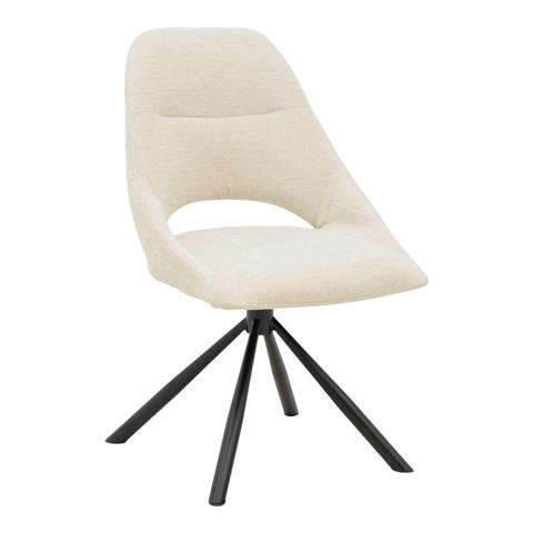 Chair Luciano pakoworld cream fabric and black metal leg 52x58x86cm