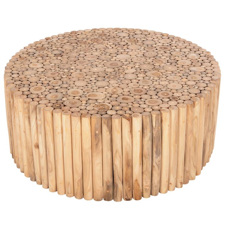 ΤΡΑΠΕΖΙ ΣΑΛΟΝΙΟΥ ΣΤΡΟΓΓΥΛΟ COOTER HM9862 ΚΛΑΔΙΑ TEAK-ΦΥΣΙΚΟ Φ100x40Υεκ.