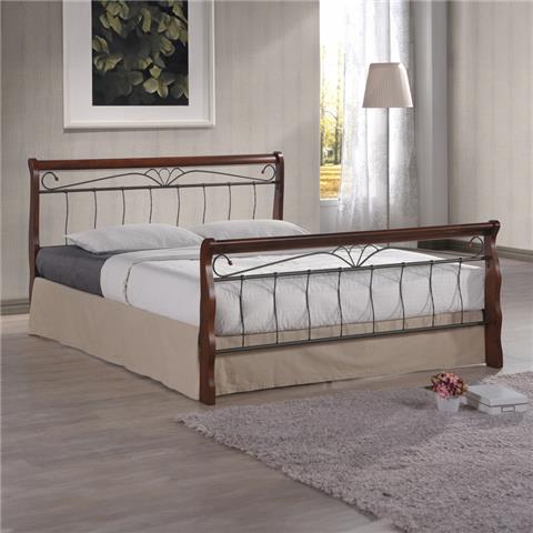 Double bed Verpen pakoworld walnut rubberwood-black metal 150x190cm
