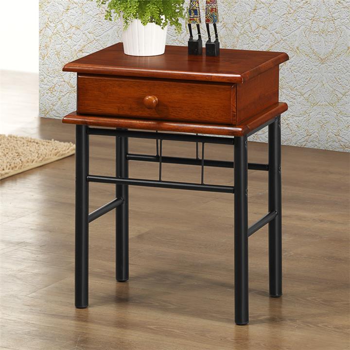 Side table with drawer Marcole pakoworld walnut rubberwood-black metal 45x33x58cm