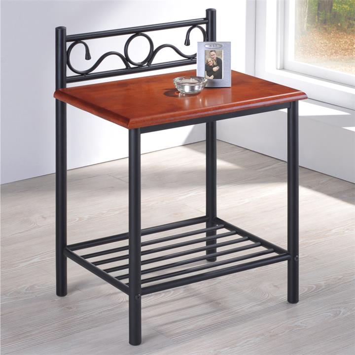 Side table Kellien pakoworld walnut rubberwood-black metal 45x35x62cm