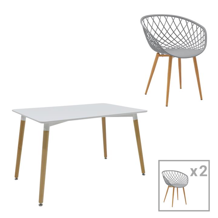 Ezra-Julita pakoworld dining table set of 3 pp-mdf in grey-white-natural color D60x73cm