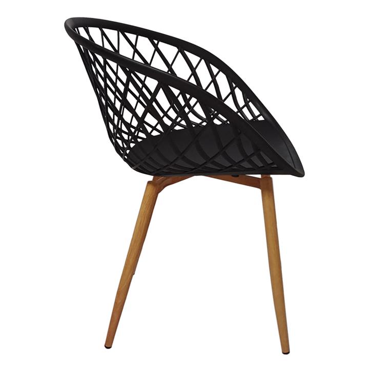 Ezra-Natali pakoworld dining table set of 3 pp-mdf in black-natural color 80x80x76cm