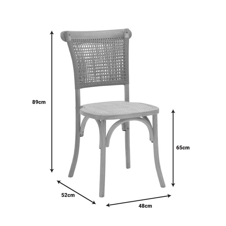 Chair Karley pakoworld natural beech wood-natural rattan seat 48x52x89cm
