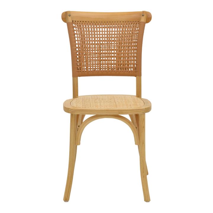 Chair Karley pakoworld natural beech wood-natural rattan seat 48x52x89cm