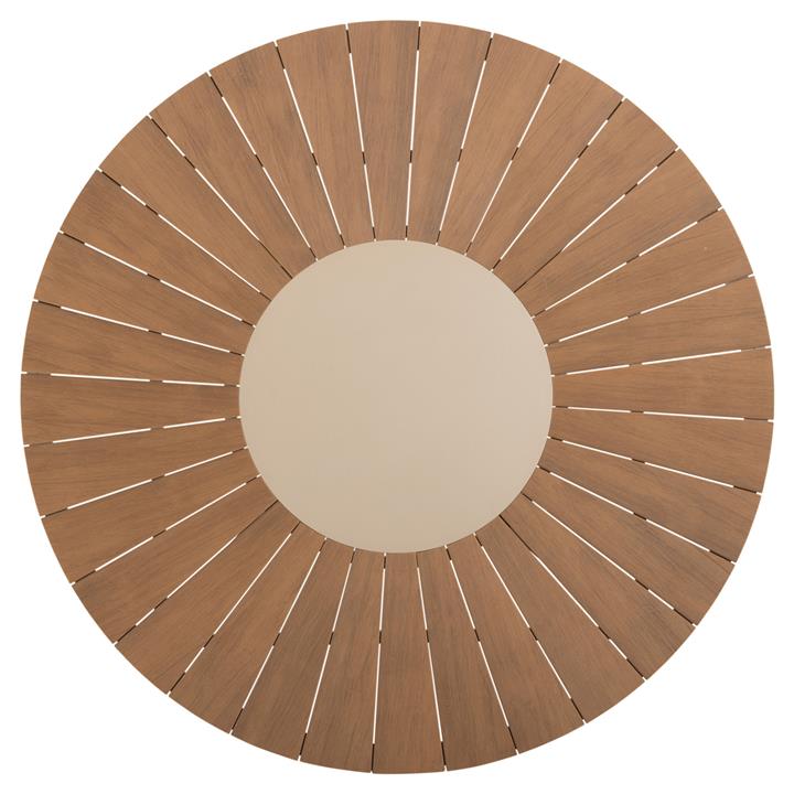 OUTDOOR ROUND TABLE MORIL HM6042.04 ALUMINUM IN CHAMPAGNE COLOR-POLYWOOD IN NATURAL WOOD Φ150cm.