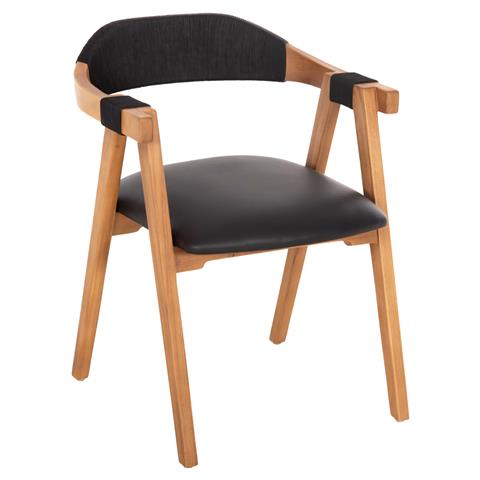 DINING ARMCHAIR RIMINI HM9867.02 TEAK WOOD IN NATURAL-BLACK ROPE & PU SEAT 60x61x76Hcm.