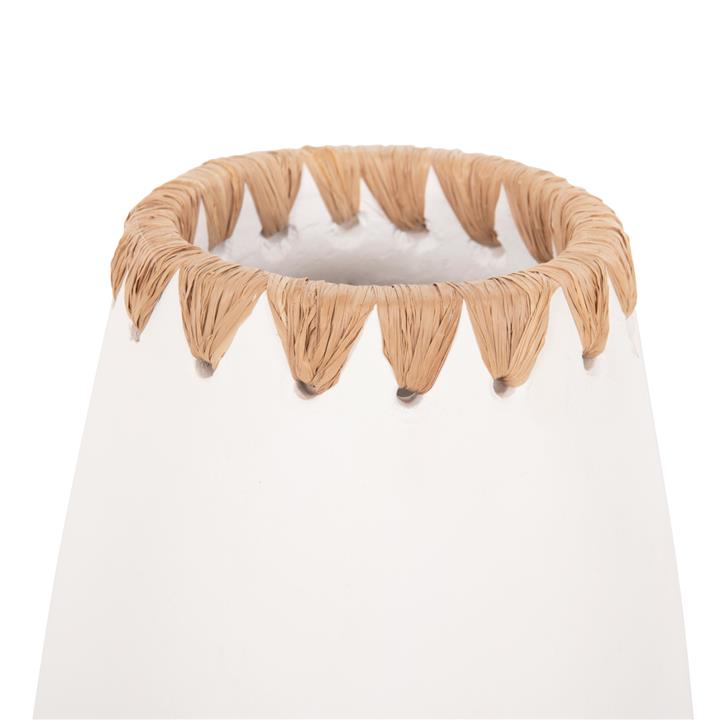 SET 3PCS DECORATIVE VASES HM4373 TERRACOTTA IN WHITE WITH STRAW WEAVING ON THE RIM
