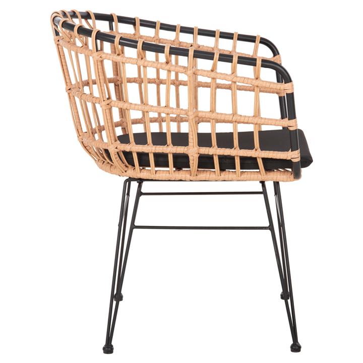 ARMCHAIR OUTDOOR ALLEGRA HM5456.11 METAL&CUSHION BLACK-WICKER BEIGE 58x61x81Hcm.