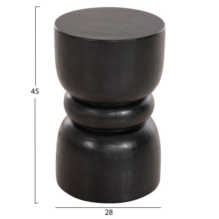ROUND STOOL BELLO HM9900.02 SOLID SUAR WOOD IN BLACK COLOR Φ28x45H cm.