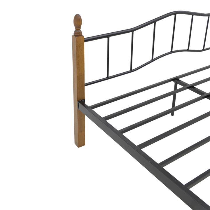 Double bed Faryn pakoworld walnut rubberwood-black metal 140x200cm