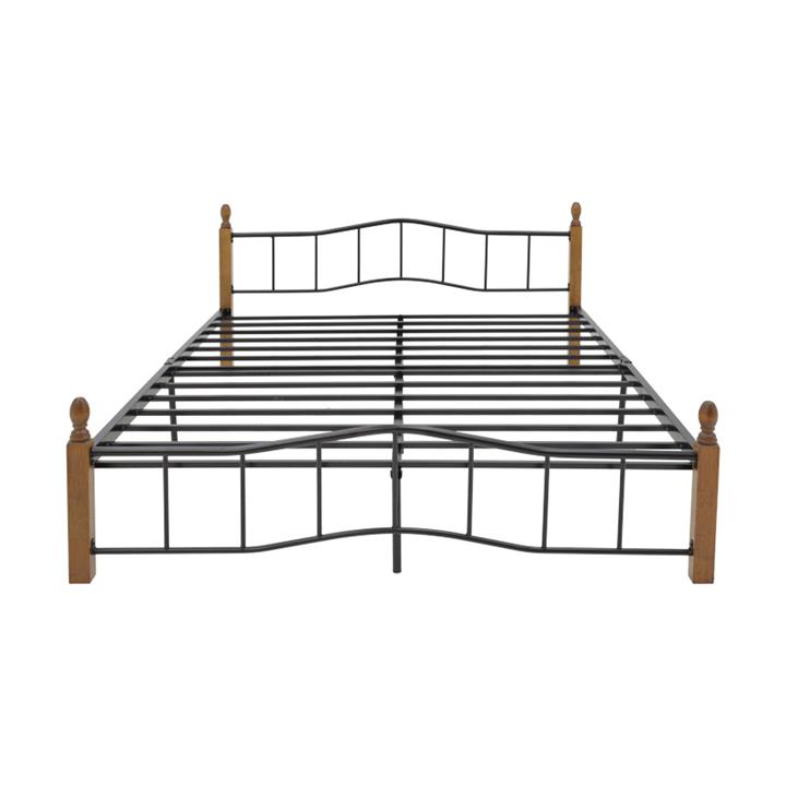 Double bed Faryn pakoworld walnut rubberwood-black metal 140x200cm