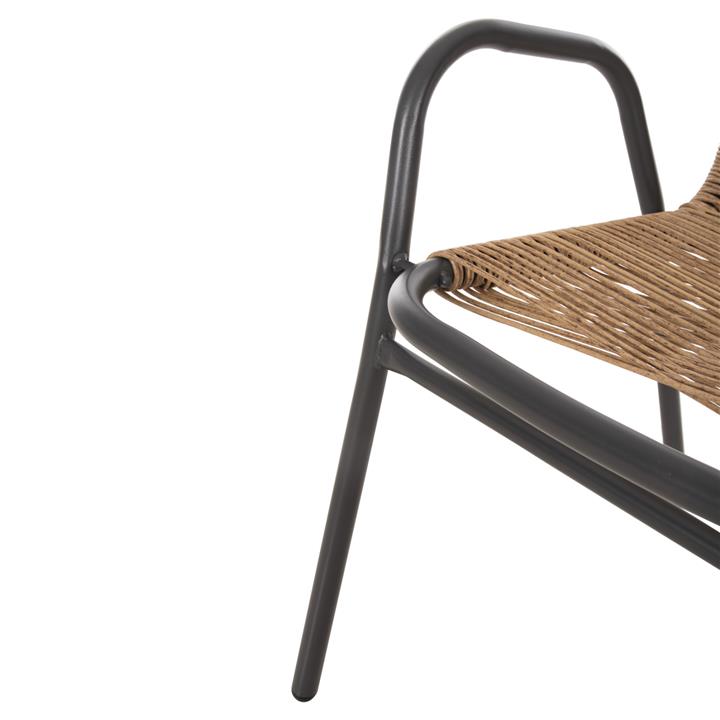 OUTDOOR ARMCHAIR AVRIL HM5968.02 METAL IN GREY-SYNTHETIC RATTAN IN NATURAL 54.5x56x78H