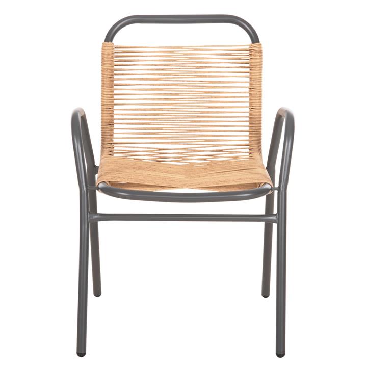 OUTDOOR ARMCHAIR AVRIL HM5968.02 METAL IN GREY-SYNTHETIC RATTAN IN NATURAL 54.5x56x78H
