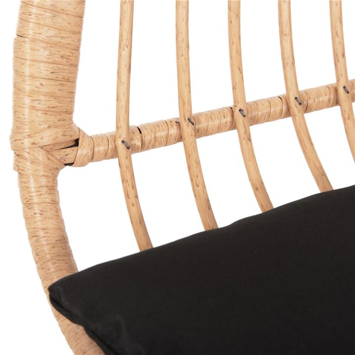 OUTDOOR SOFA ALLEGRA HM6077 BLACK METAL-P.E. RATTAN IN BEIGE 120x62x80Hcm.