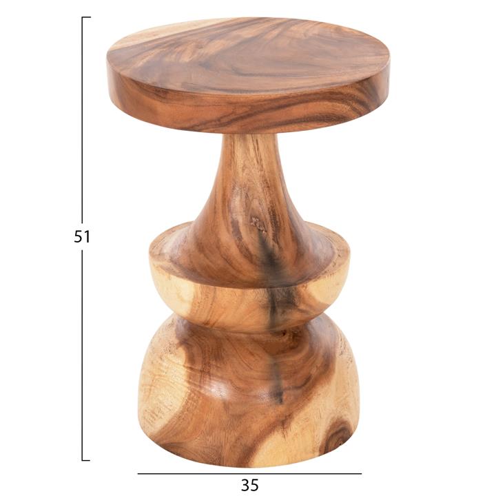 SIDE TABLE BERMAN HM9902 SOLID SUAR WOOD IN NATURAL Φ35x51Hcm.