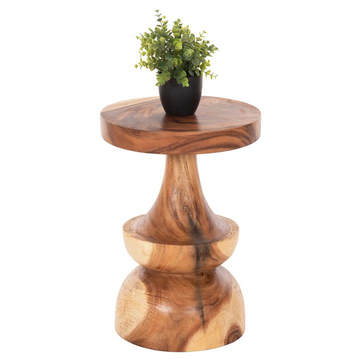 SIDE TABLE BERMAN HM9902 SOLID SUAR WOOD IN NATURAL Φ35x51Hcm.