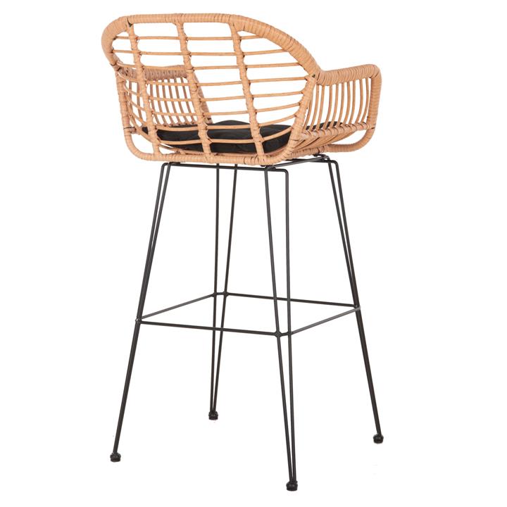 ΣΚΑΜΠΟ ΜΠΑΡ ΨΗΛΟ ALLEGRA HM5640.11 ΜΠΕΖ P.E. RATTAN-ΜΑΥΡΟ ΜΕΤΑΛΛΟ 54x55x108Υεκ.