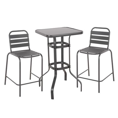 OUTDOOR LOUNGE SET 3PCS LAURA HM21054 GREY METAL & ALUMINUM