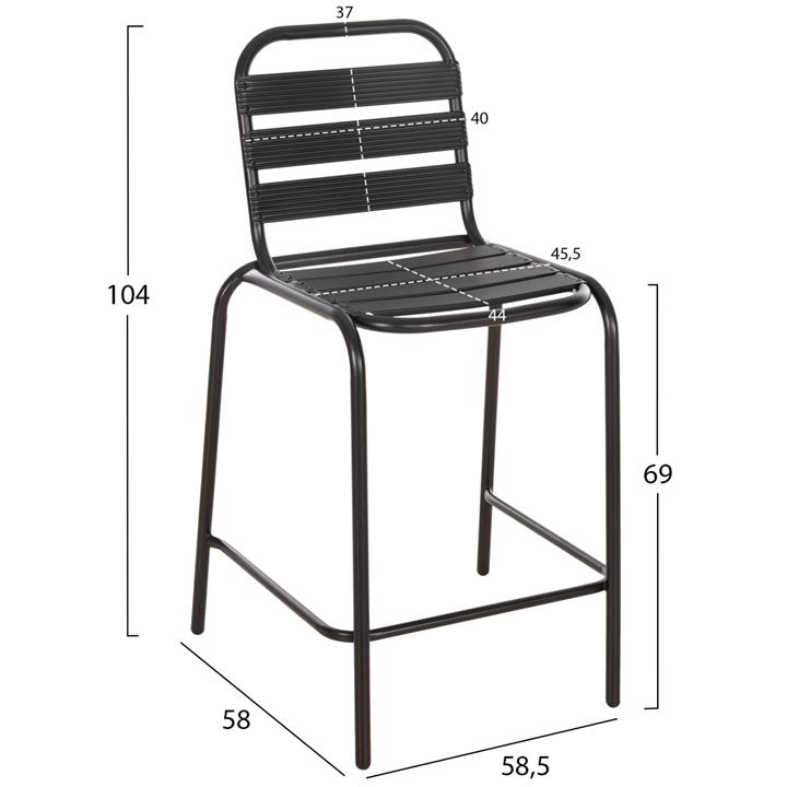 OUTDOOR LOUNGE SET 3PCS LAURA HM21055 BLACK METAL & ALUMINUM