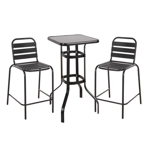 OUTDOOR LOUNGE SET 3PCS LAURA HM21055 BLACK METAL & ALUMINUM