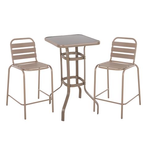 OUTDOOR LOUNGE SET 3PCS LAURA HM21056 CHAMPAGNE-COLORED METAL & ALUMINUM