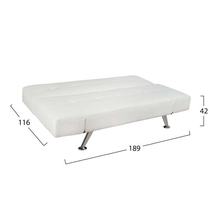 Sofa/Bed HM3001.01 Thom with folding arms White PU 189x93x82 cm
