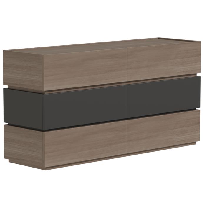 Sonlen pakoworld melamine and mdf chest of drawers in anthracite-light walnut shade 120x40x72cm