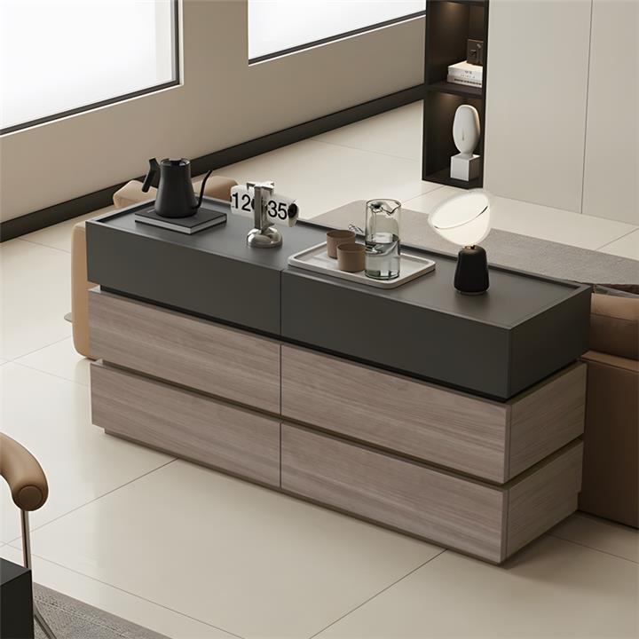 Sonlen pakoworld melamine and mdf chest of drawers in anthracite-light walnut shade 120x40x72cm