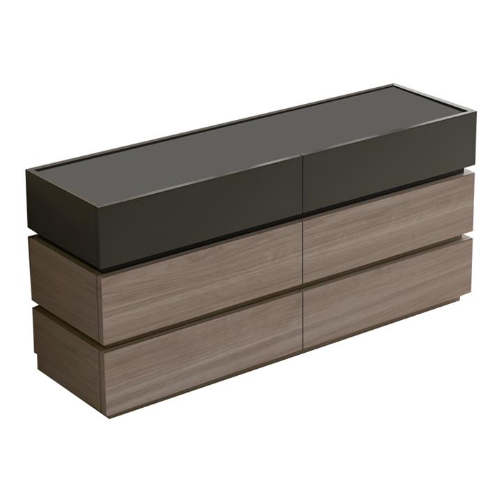 Sonlen pakoworld melamine and mdf chest of drawers in anthracite-light walnut shade 120x40x72cm