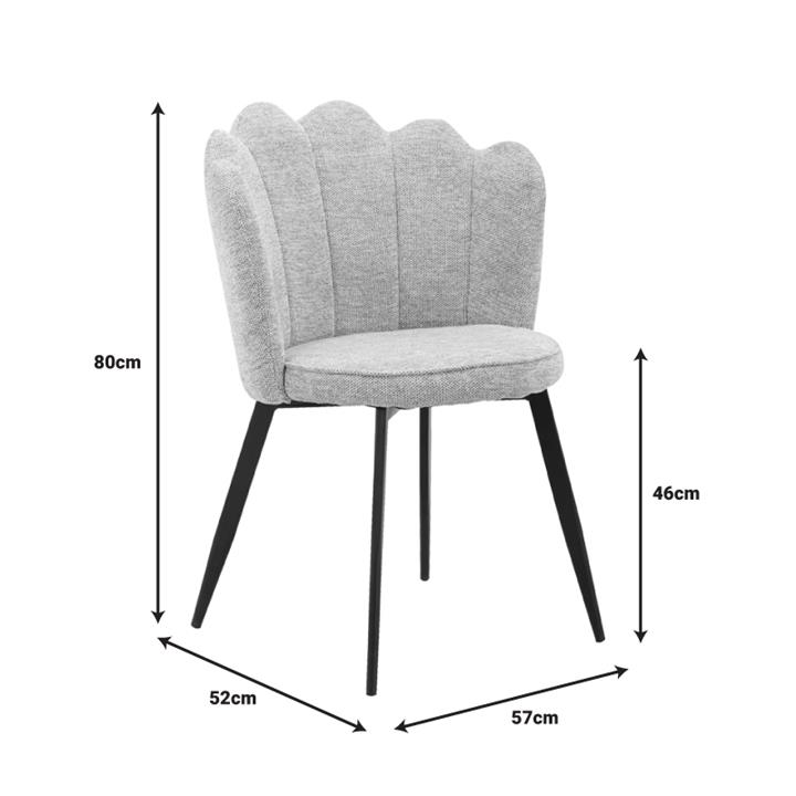 Chair Rosalia pakoworld fabric grey-black metal leg 57x52x80cm