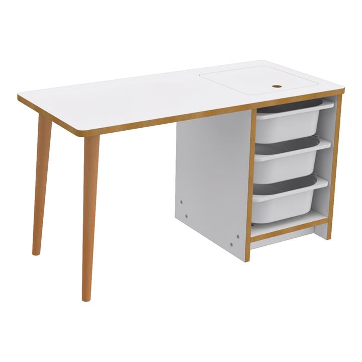 KIDS' DESK SET STAK HM18222.01 MELAMINE IN WHITE-NATURAL WOOD 90x42x50Hcm.
