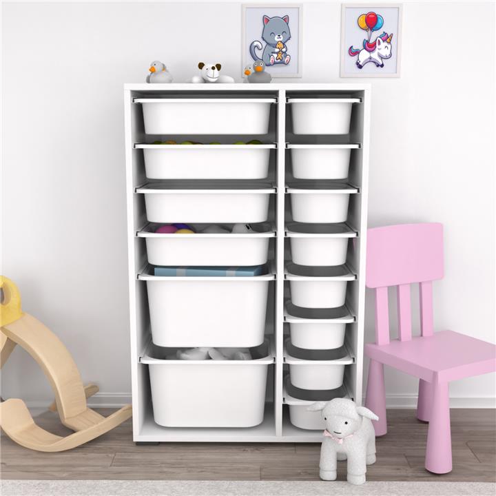 CHEST OF DRAWERS SANI HM18211.01 MELAMINE IN WHITE-14 WHITE P.E. DRAWERS 69,5x30x109Hcm.