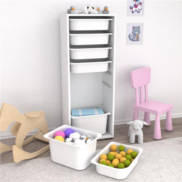 CHEST OF DRAWERS SANI HM18213.01 MELAMINE IN WHITE-7 WHITE P.E. DRAWERS 45,5x30x122Hcm.