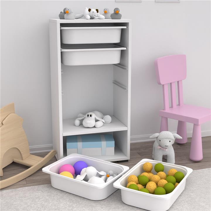 CHEST OF DRAWERS SANI HM18217.01 MELAMINE IN WHITE-4 WHITE DRAWERS-SHELF 45x30x90Hcm.