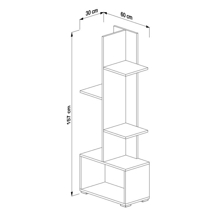 BOOKCASE TRIVIO HM18195.03 MELAMINE IN WHITE-ATLANTIS GREEN 50x25x127Hcm.