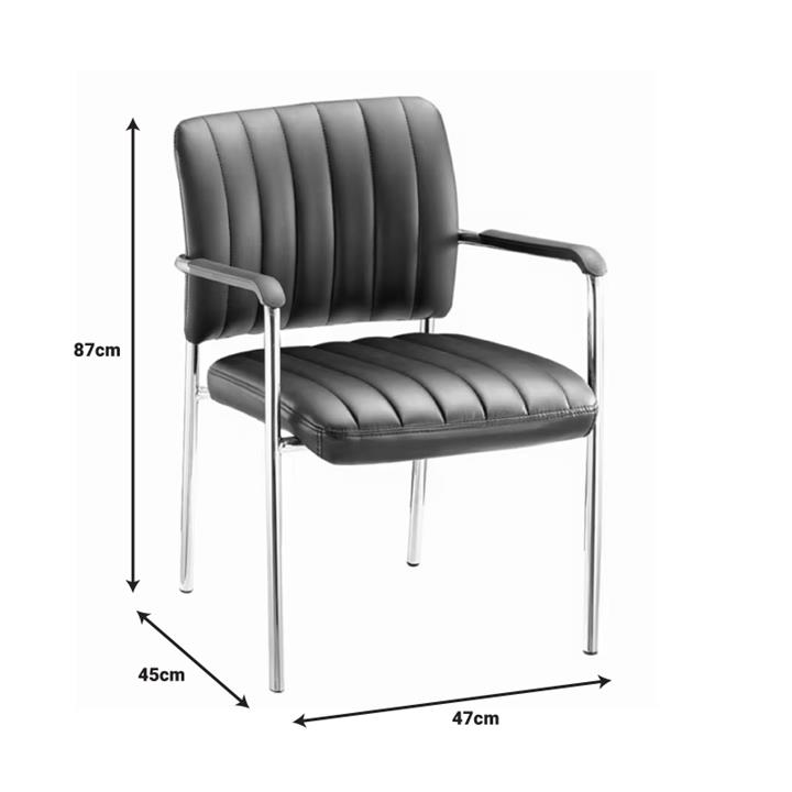 Cazen stackable guest chair pakoworld black pu-chrome leg 47x45x87cm