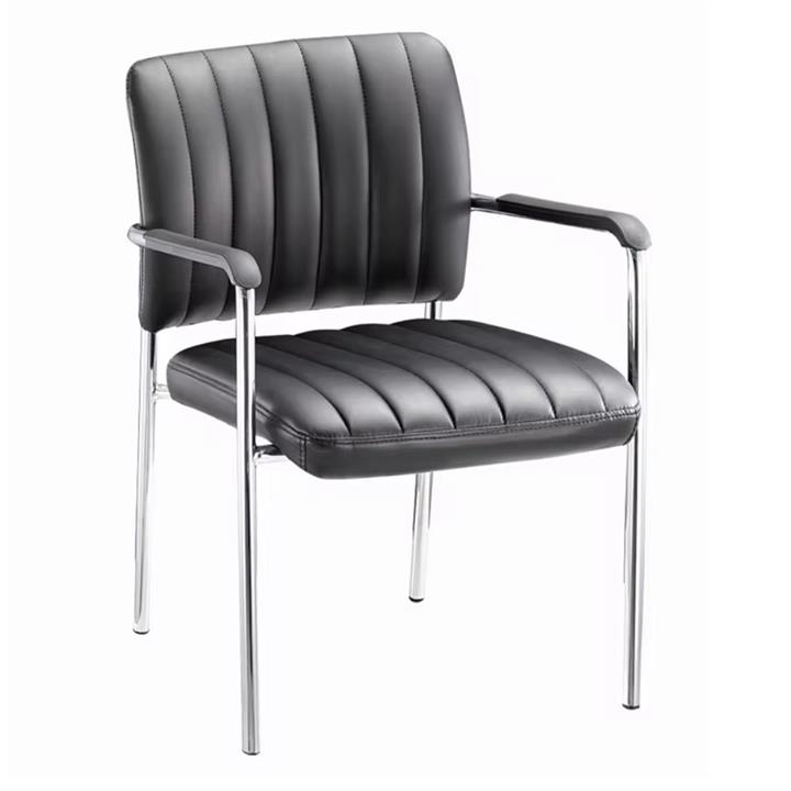 Cazen stackable guest chair pakoworld black pu-chrome leg 47x45x87cm
